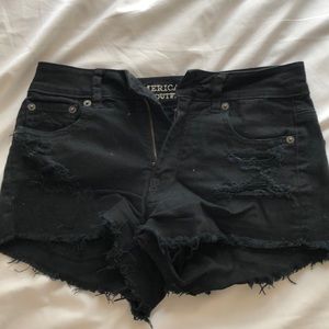 Black American eagle high waisted denim shorts